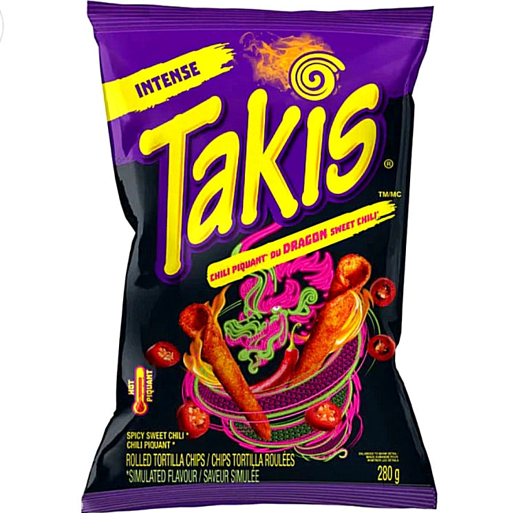 Takis Dragon Sweet Chili 100g Tortilla Chips Rolls aus Mais.