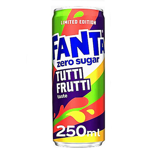 Fanta Tutti Frutti Zero Zucker 250 ml Dose.