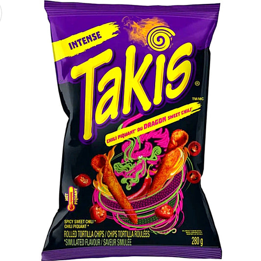 Takis Dragon Sweet Chili 100g Tortilla Chips Rolls aus Mais.