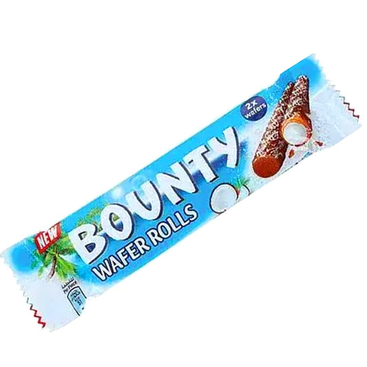 Bounty Wafer Rolls Kekse 22,5g cremiger Kokosfüllung